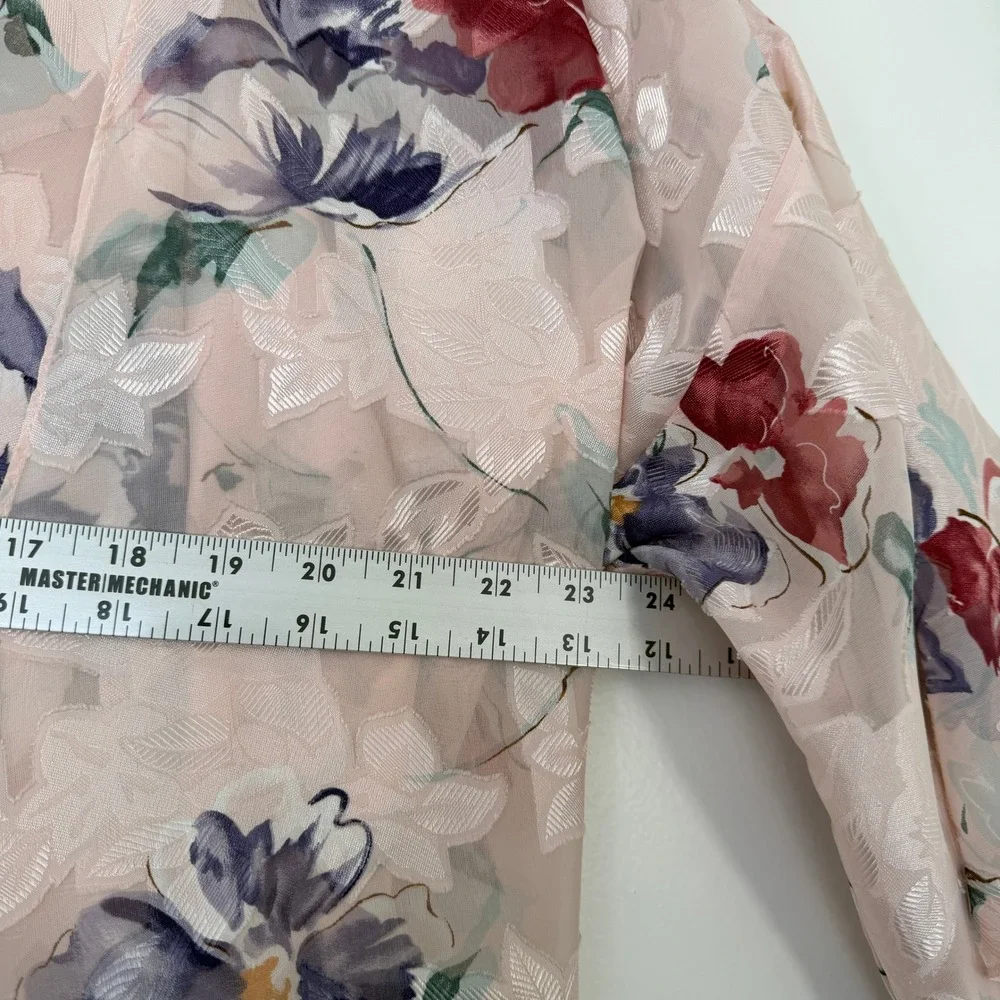 Angelique Vintage Floral‎ Robe & Slip Set Pink Jacquard Lace Trim Large made USA